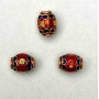 خرزة كلوازونيه برميل مينا حمراء زرقاء، القطر 8×10mm± الثقب القطر 1.8mm لون المعدن ذهبي 1 قطعة