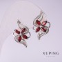 أقراط Xuping بأحجار حمراء 10x24mm روديوم